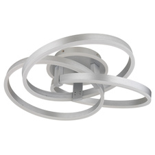 Stropní svítidlo, broušený hliník, kov šedý mat, akryl bílý mat, stmívatelné, několik úrovní pomocí nástěnného vypínače, paměť, noční světlo, dálkové ovládání, DxŠxV:60x57,5x20cm, LED 56W 230V, zdroj 688-649 6000K