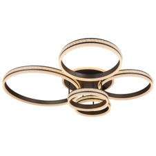 Stropní svítidlo, kov/hliník titan, akryl bílý, stmívatelné, několik úrovní pomocí nástěnného vypínače, paměť, dál.ovládání, DxŠxV:114x91x21,5cm, průměr kruhů: 2x30cm, 2x40cm,1x60cm, LED 120W 230V, zdroj 1265-12580lm, výstup 545-4900lm, CCT2700-6000K