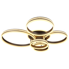 Stropní svítidlo, kov/hliník titan, akryl bílý, stmívatelné, několik úrovní pomocí nástěnného vypínače, paměť, dál.ovládání, DxŠxV:114x91x21,5cm, průměr kruhů: 2x30cm, 2x40cm,1x60cm, LED 120W 230V, zdroj 1265-12580lm, výstup 545-4900lm, CCT2700-6000K