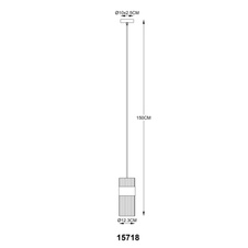 Závěsné svítidlo, kov černý matný, sklo kouřové barvy, textilní kabel černý, možnost zkrácení výšky, ø: 12cm, výška: 150cm, bez žárovky 1xE27, max. 60W 230V