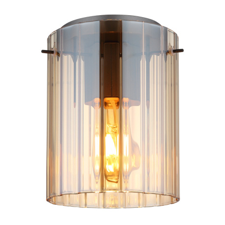 Stropní svítidlo, kov šedý tmavý, sklo jantarové s drážkami, ø: 18cm, výška: 23cm, bez žárovky 1xE27,max. 40W 230V