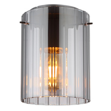 Stropní svítidlo, tmavě šedý kov, kouřové sklo s drážkami, ø: 18cm, výška: 23cm, bez žárovky 1xE27, max. 40W 230V