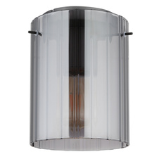 Stropní svítidlo, tmavě šedý kov, kouřové sklo s drážkami, ø: 18cm, výška: 23cm, bez žárovky 1xE27, max. 40W 230V