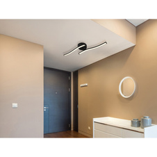 Stropní svítidlo, plast černý/bílý, otočné, DxŠxV:51,5x10x7,2cm, LED 12W 230V, zdroj 1450lm, výstup 790lm, 4000K