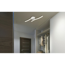 Stropní světlo, bílý plast, chromované, otočné, DxŠxV:51,5x10x7,2cm, LED 12W 230V, zdroj 1450lm, výstup 900lm, 4000K