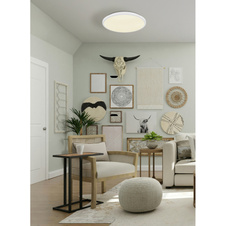 Stropní svítidlo, bílý plast, Ø:35cm, V:5,5cm, LED 18W 230V, 2050lm zdroj, 950lm výstup, 4000K