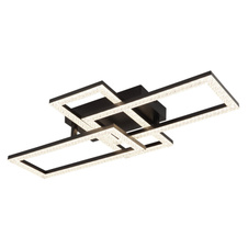 Stropní svítidlo, matný černý plast, čiré akrylové krystaly, otočné, DxŠxV:61,4x34x9,3cm, LED 24W 230V, zdroj 3050lm, výstup 1950lm, 4000K