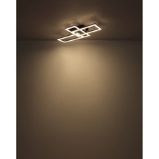 Stropní svítidlo, matný černý plast, čiré akrylové krystaly, otočné, DxŠxV:61,4x34x9,3cm, LED 24W 230V, zdroj 3050lm, výstup 1950lm, 4000K