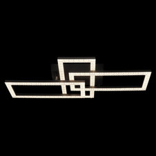 Stropní svítidlo, matný černý plast, čiré akrylové krystaly, otočné, DxŠxV:61,4x34x9,3cm, LED 24W 230V, zdroj 3050lm, výstup 1950lm, 4000K