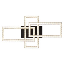 Stropní svítidlo, matný černý plast, čiré akrylové krystaly, otočné, DxŠxV:61,4x34x9,3cm, LED 24W 230V, zdroj 3050lm, výstup 1950lm, 4000K