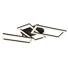 Stropní svítidlo, matný černý plast, čiré akrylové krystaly, otočné, DxŠxV:61,4x34x9,3cm, LED 24W 230V, zdroj 3050lm, výstup 1950lm, 4000K