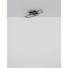 Stropní svítidlo, matný černý plast, čiré akrylové krystaly, otočné, DxŠxV:61,4x34x9,3cm, LED 24W 230V, zdroj 3050lm, výstup 1950lm, 4000K