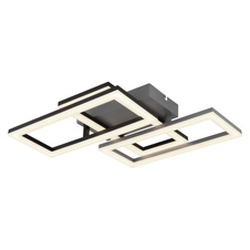 Stropní svítidlo, plast černý matný, šedý, akryl bílý, otočné, DxŠxV:61,4x34x9,3cm, LED 24W 230V, zdroj 3050lm, výstup 1800lm, 4000K