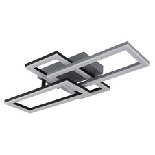 Stropní svítidlo, plast černý matný, šedý, akryl bílý, otočné, DxŠxV:61,4x34x9,3cm, LED 24W 230V, zdroj 3050lm, výstup 1800lm, 4000K