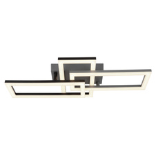 Stropní svítidlo, plast černý matný, šedý, akryl bílý, otočné, DxŠxV:61,4x34x9,3cm, LED 24W 230V, zdroj 3050lm, výstup 1800lm, 4000K