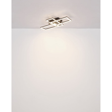 Stropní svítidlo, plast černý matný, šedý, akryl bílý, otočné, DxŠxV:61,4x34x9,3cm, LED 24W 230V, zdroj 3050lm, výstup 1800lm, 4000K