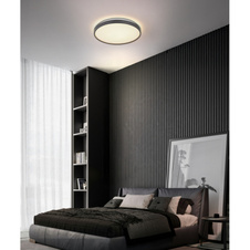 Stropní svítidlo, kov bílý matný, plast šedý tmavý/bílý, Ø:48cm, V:5,5cm, LED 24W 230V, zdroj 3300lm, výstup 1200lm, 4000K