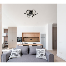 Stropní ventilátor, kov černý mat, akryl bílý, plast transparentní, stmívatelný, několik úrovní nástěnným vypínačem, paměť, časovač, dálkové ovládání, 25m², ø: 560mm V: 210mm, LED 30W 230V, zdroj 400-4000lm, výkon 220-2200lm, CCT3000-6000K