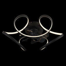 Stropní ventilátor, kov černý mat, akryl bílý, plast transparentní, stmívatelný, několik úrovní nástěnným vypínačem, paměť, časovač, dálkové ovládání, 25m², ø: 560mm V: 210mm, LED 30W 230V, zdroj 400-4000lm, výkon 220-2200lm, CCT3000-6000K