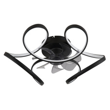 Stropní ventilátor, kov černý mat, akryl bílý, plast transparentní, stmívatelný, několik úrovní nástěnným vypínačem, paměť, časovač, dálkové ovládání, 25m², ø: 560mm V: 210mm, LED 30W 230V, zdroj 400-4000lm, výkon 220-2200lm, CCT3000-6000K