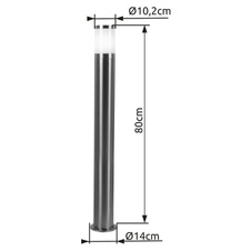 Venkovní svítidlo, nerezová ocel, plast opál, IP44, Ø14cm, V:80cm, bez žárovky 1xE27, max. 60W 230V.