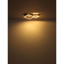 Stropní svítidlo, kov chrom, kov černý matný, broušený hliník zlaté barvy, plast bílý, DxŠxV:59x35,5x7cm, LED 24W 230V, zdroj 2700lm, výstup 1100lm, 3000K