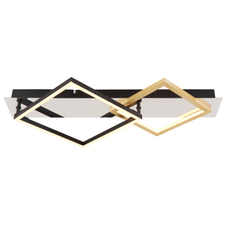 Stropní svítidlo, kov chrom, kov černý matný, broušený hliník zlaté barvy, plast bílý, DxŠxV:59x35,5x7cm, LED 24W 230V, zdroj 2700lm, výstup 1100lm, 3000K