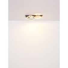 Stropní svítidlo, kov chrom, kov černý matný, broušený hliník zlaté barvy, plast bílý, DxŠxV:59x35,5x7cm, LED 24W 230V, zdroj 2700lm, výstup 1100lm, 3000K