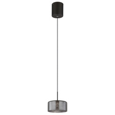 Závěsné svítidlo, černý matný kov, kouřové sklo, čirý akryl, černý PVC kabel, možnost zkrácení výšky, ø: 15cm, výška: 150cm, LED 6W 230V, zdroj 720lm, výstup 500lm, 4000K