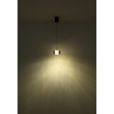 Závěsné svítidlo, černý matný kov, kouřové sklo, čirý akryl, černý PVC kabel, možnost zkrácení výšky, ø: 15cm, výška: 150cm, LED 6W 230V, zdroj 720lm, výstup 500lm, 4000K