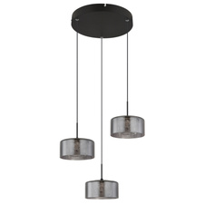 Závěsné svítidlo, černý matný kov, kouřové sklo, čirý akryl, černý PVC kabel, možnost zkrácení výšky, ø: 40cm, výška: 150cm, LED 24W 230V, zdroj 2800lm, výstup 1600lm, 4000K