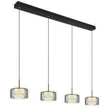 Závěsné svítidlo, černý matný kov, kouřové sklo, čirý akryl, černý PVC kabel, možnost zkrácení výšky, DxŠxV: 105x15x150cm, LED 32W 230V, zdroj 3700lm, výstup 2100lm, 4000K