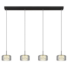 Závěsné svítidlo, černý matný kov, kouřové sklo, čirý akryl, černý PVC kabel, možnost zkrácení výšky, DxŠxV: 105x15x150cm, LED 32W 230V, zdroj 3700lm, výstup 2100lm, 4000K