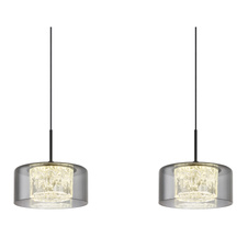 Závěsné svítidlo, černý matný kov, kouřové sklo, čirý akryl, černý PVC kabel, možnost zkrácení výšky, DxŠxV: 105x15x150cm, LED 32W 230V, zdroj 3700lm, výstup 2100lm, 4000K
