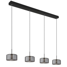 Závěsné svítidlo, černý matný kov, kouřové sklo, čirý akryl, černý PVC kabel, možnost zkrácení výšky, DxŠxV: 105x15x150cm, LED 32W 230V, zdroj 3700lm, výstup 2100lm, 4000K
