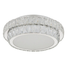 Stropní svítidlo, kov chrom, křišťály K5/čirý akryl, stmívatelné, několik úrovní nástěnným spínačem, paměť, dálkové ovládání, ø: 400mm V: 115mm, včetně LED 38W 230V, zdroj 633-5033lm, výkon 358-2818lm, CCT 2700-6000K