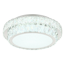 Stropní svítidlo, kov chrom, křišťály K5/čirý akryl, stmívatelné, několik úrovní nástěnným spínačem, paměť, dálkové ovládání, ø: 400mm V: 115mm, včetně LED 38W 230V, zdroj 633-5033lm, výkon 358-2818lm, CCT 2700-6000K