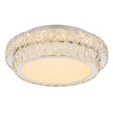 Stropní svítidlo, kov chrom, křišťály K5/čirý akryl, stmívatelné, několik úrovní nástěnným spínačem, paměť, dálkové ovládání, ø: 400mm V: 115mm, včetně LED 38W 230V, zdroj 633-5033lm, výkon 358-2818lm, CCT 2700-6000K