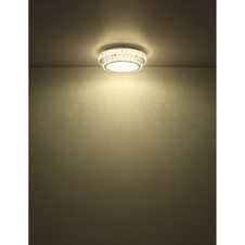 Stropní svítidlo, kov chrom, křišťály K5/čirý akryl, stmívatelné, několik úrovní nástěnným spínačem, paměť, dálkové ovládání, ø: 400mm V: 115mm, včetně LED 38W 230V, zdroj 633-5033lm, výkon 358-2818lm, CCT 2700-6000K