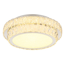 Stropní svítidlo, kov chrom, křišťály K5/čirý akryl, stmívatelné, několik úrovní nástěnným spínačem, paměť, dálkové ovládání, ø: 400mm V: 115mm, včetně LED 38W 230V, zdroj 633-5033lm, výkon 358-2818lm, CCT 2700-6000K