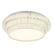 Stropní svítidlo, kov chrom, křišťály K5/čirý akryl, stmívatelné, několik úrovní nástěnným spínačem, paměť, dálkové ovládání, ø: 500 mm, V: 155 mm, LED 48 W 230 V, zdroj 680-5962 lm, výkon 380-3400 lm, CCT 2700-6000K