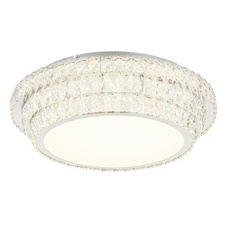 Stropní svítidlo, kov chrom, krystaly K5/akrylové čiré, stmívatelné, několik úrovní pomocí nástěnného vypínače, paměť, dálkové ovládání, baterie 2xAAA, Ø:60cm, V:15,5cm, LED 58W 230V, zdroj 700-7034lm, výstup 400-3805lm, CCT 2700-6000K