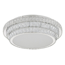 Stropní svítidlo, kov chrom, krystaly K5/akrylové čiré, stmívatelné, několik úrovní pomocí nástěnného vypínače, paměť, dálkové ovládání, baterie 2xAAA, Ø:60cm, V:15,5cm, LED 58W 230V, zdroj 700-7034lm, výstup 400-3805lm, CCT 2700-6000K