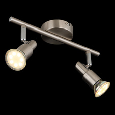 Nástěnné svítidlo, kov nikl matný, kov chrom, DxŠxV:27x8x11cm, včetně žárovky 2xGU10 LED 3W 230V, zdroj 250lm, výstup 250lm, 3000K