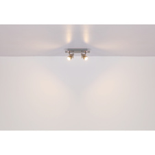 Nástěnné svítidlo, kov nikl matný, kov chrom, DxŠxV:27x8x11cm, včetně žárovky 2xGU10 LED 3W 230V, zdroj 250lm, výstup 250lm, 3000K