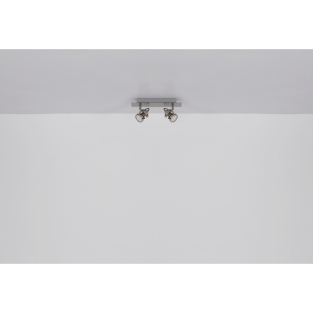 Nástěnné svítidlo, kov nikl matný, kov chrom, DxŠxV:27x8x11cm, včetně žárovky 2xGU10 LED 3W 230V, zdroj 250lm, výstup 250lm, 3000K
