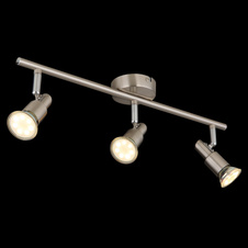 Stropní svítidlo, kov nikl matný, kov chrom, DxŠxV:47x8x11cm, včetně žárovky 3xGU10 LED 3W 230V, zdroj 250lm, výstup 250lm, 3000K