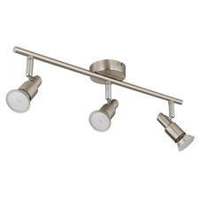 Stropní svítidlo, kov nikl matný, kov chrom, DxŠxV:47x8x11cm, včetně žárovky 3xGU10 LED 3W 230V, zdroj 250lm, výstup 250lm, 3000K