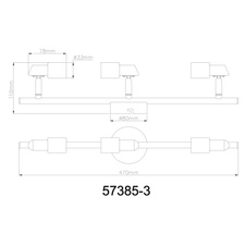 Stropní svítidlo, kov nikl matný, kov chrom, DxŠxV:47x8x11cm, včetně žárovky 3xGU10 LED 3W 230V, zdroj 250lm, výstup 250lm, 3000K