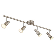 Stropní svítidlo, kov nikl matný, kov chrom, DxŠxV:67x8x11cm, včetně žárovek 4xGU10 LED 3W 230V, zdroj 250lm, výstup 250lm, 3000K